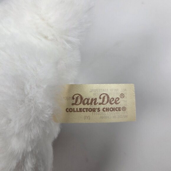 Dan Dee White Puppy Stuffed Animal with a red bow 7" NWT - Picture 7 of 7